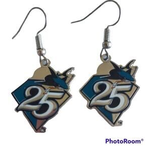 San Jose Sharks Hockey 25th Anniversary NHL dangle logo earrings